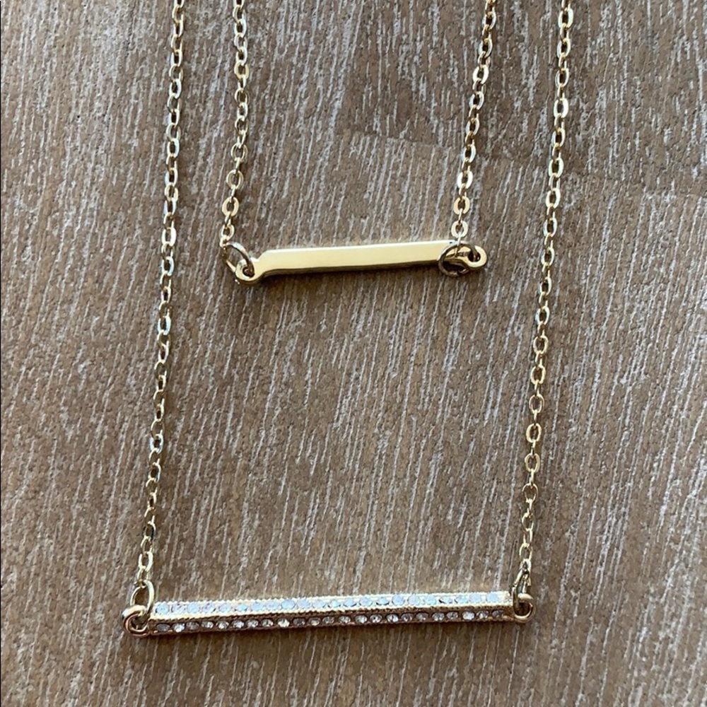 Gold double bar necklace